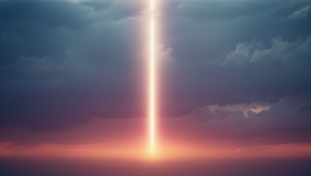 Mystical Beam of Light on Ocean at Dusk