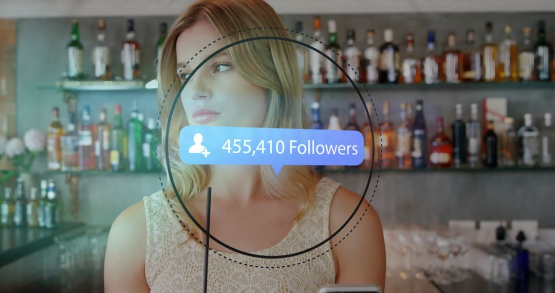 Influencer at Luxe Bar Getting Notified About Vast Follower Growth