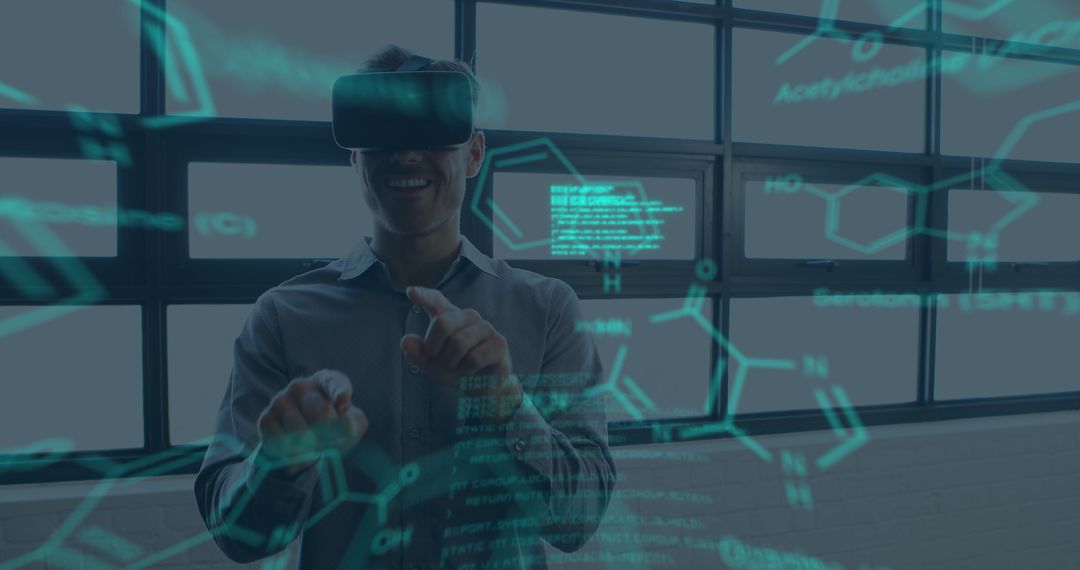 Man Engaging with Virtual Reality Technology Interface