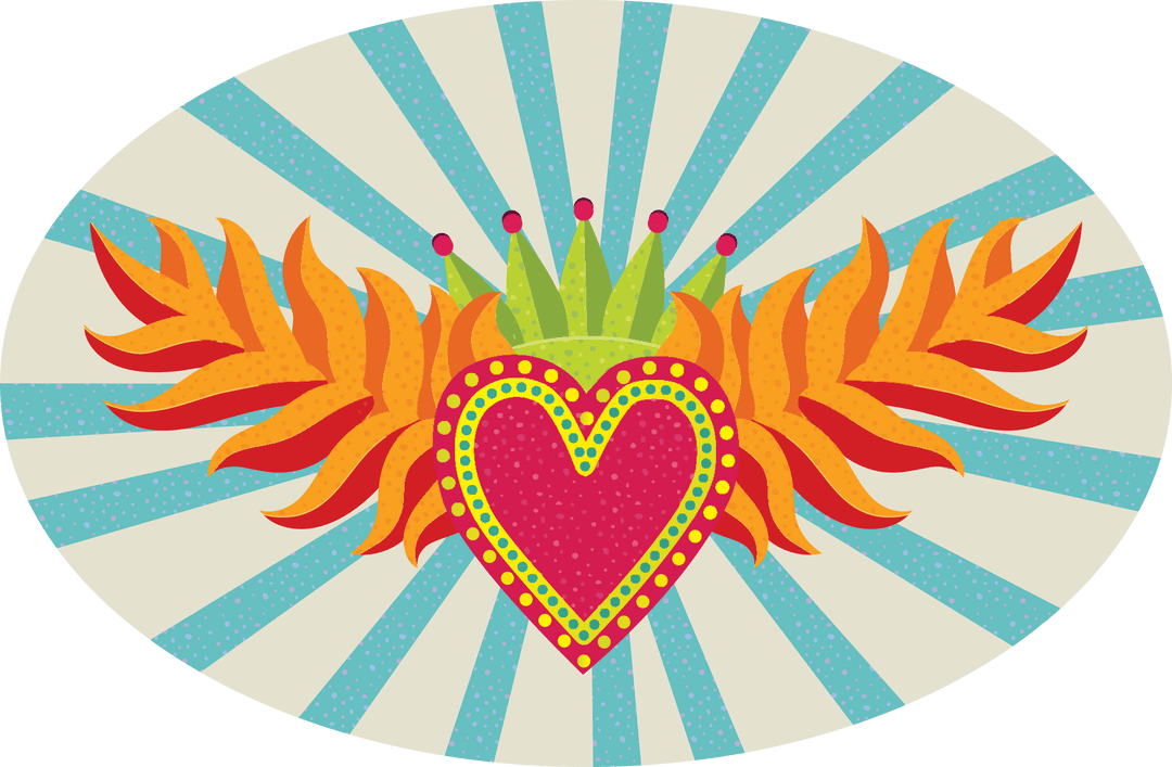 Transparent Heart with Leaves and Crown Illustration Vector