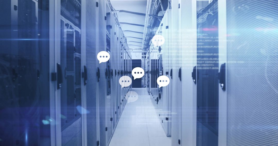 Data Center Corridor with Digital Networking Concept