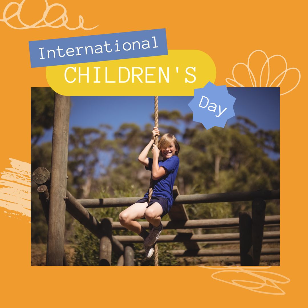 Boy Enjoying Rope Park on International Children's Day Celebration