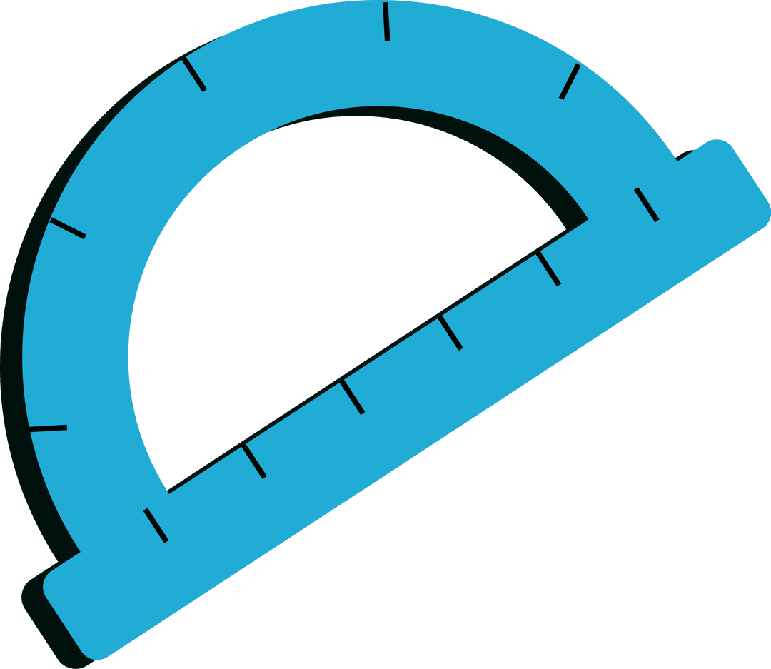 Transparent Blue Protractor with Black Ticks for Precision and Design