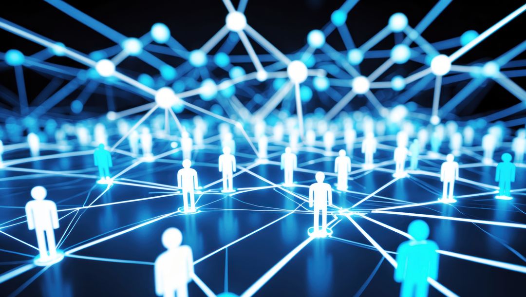 Futuristic Digital Connectivity with Glowing Silhouettes