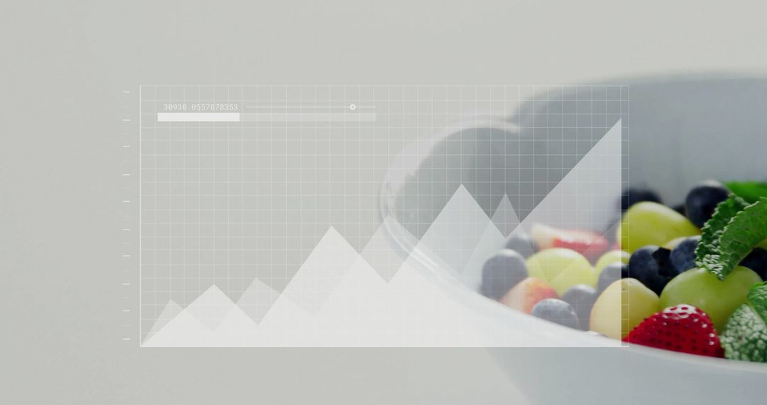 Fresh Fruit Bowl with Data Overlay for Health Visualization