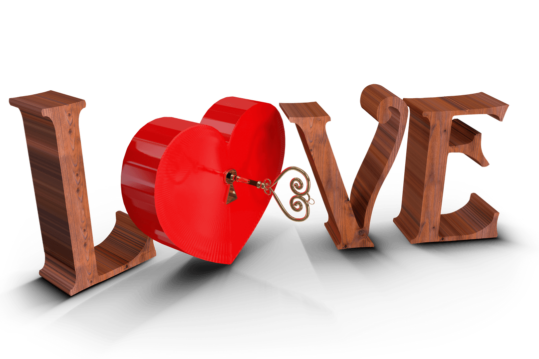 Valentine's Day Love Text with Heart on Transparent Background