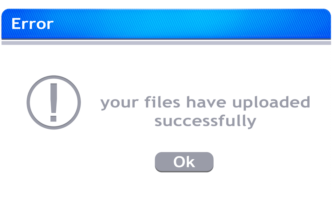 Transparent Error Message Illustration with Successful Upload Alert