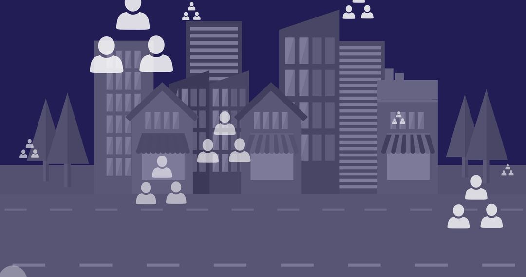 Digital Communication Icons Overlaying Modern Cityscape