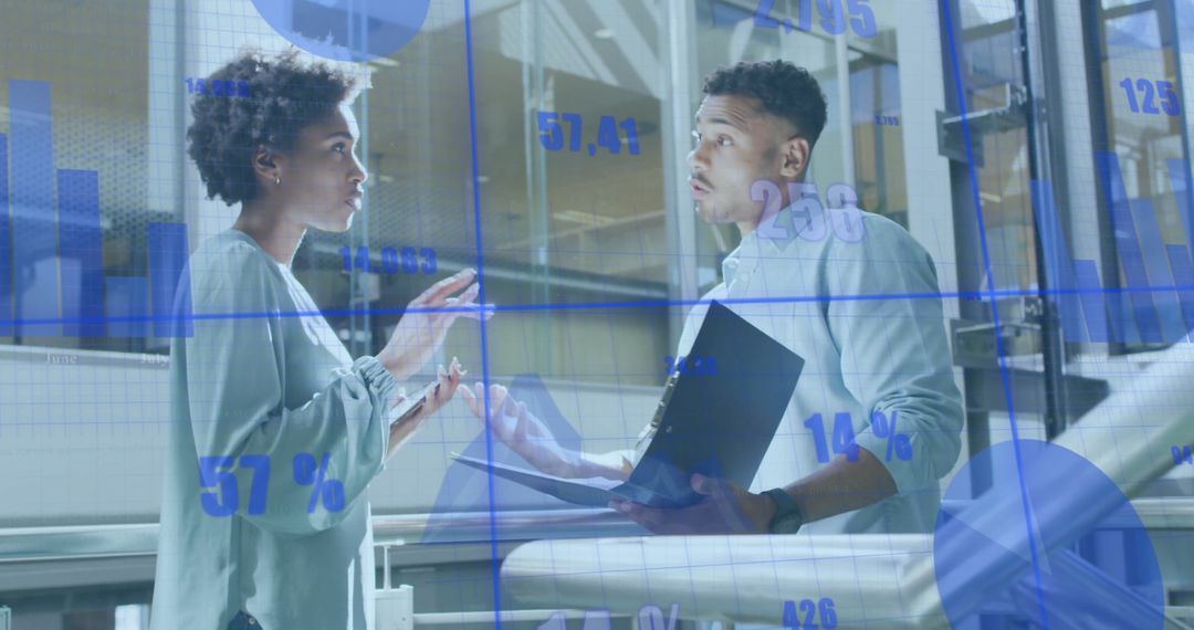 Business Team Analyzing Financial Data and Graphs Discussion