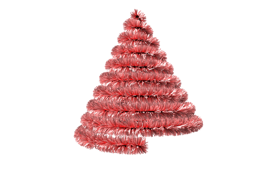 Christmas Tree Tinsel in Spiral Shape Transparent Background
