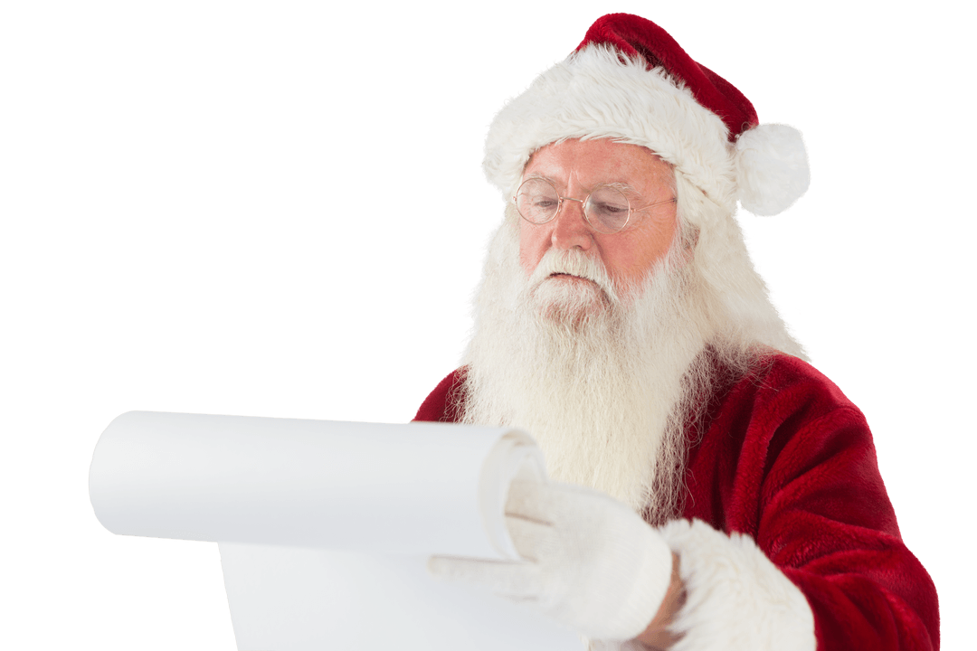 Transparent Santa Claus Checking Naughty or Nice Christmas List