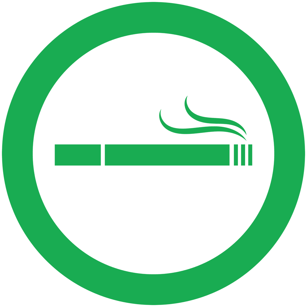 Transparent Green Circle Symbol with Cigarette Icon