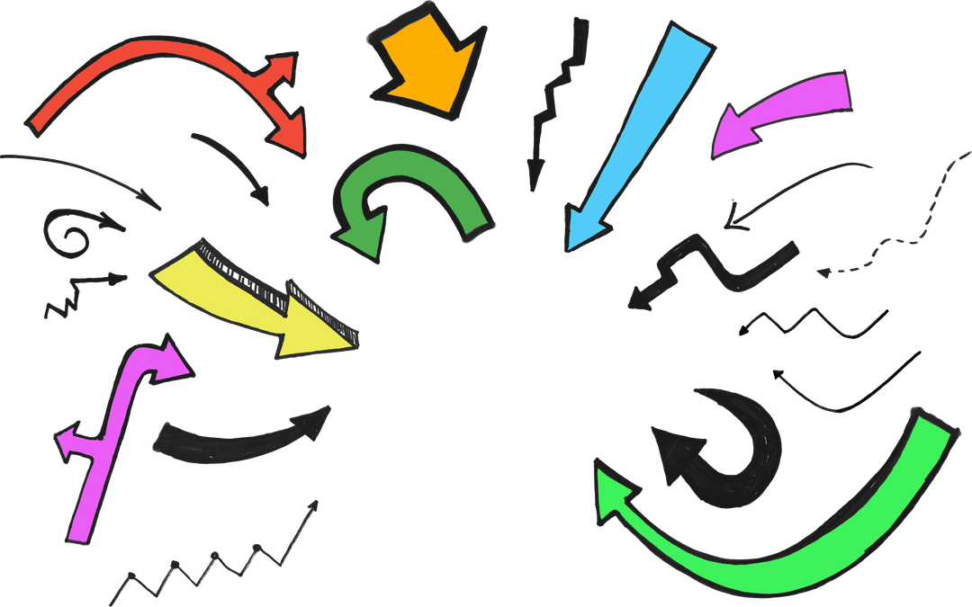 Colorful Arrows Set on Transparent Background