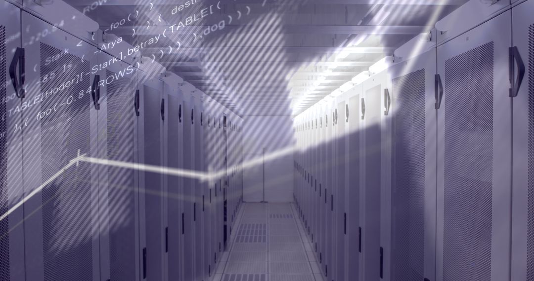 Financial Data Overlay on Modern Server Room