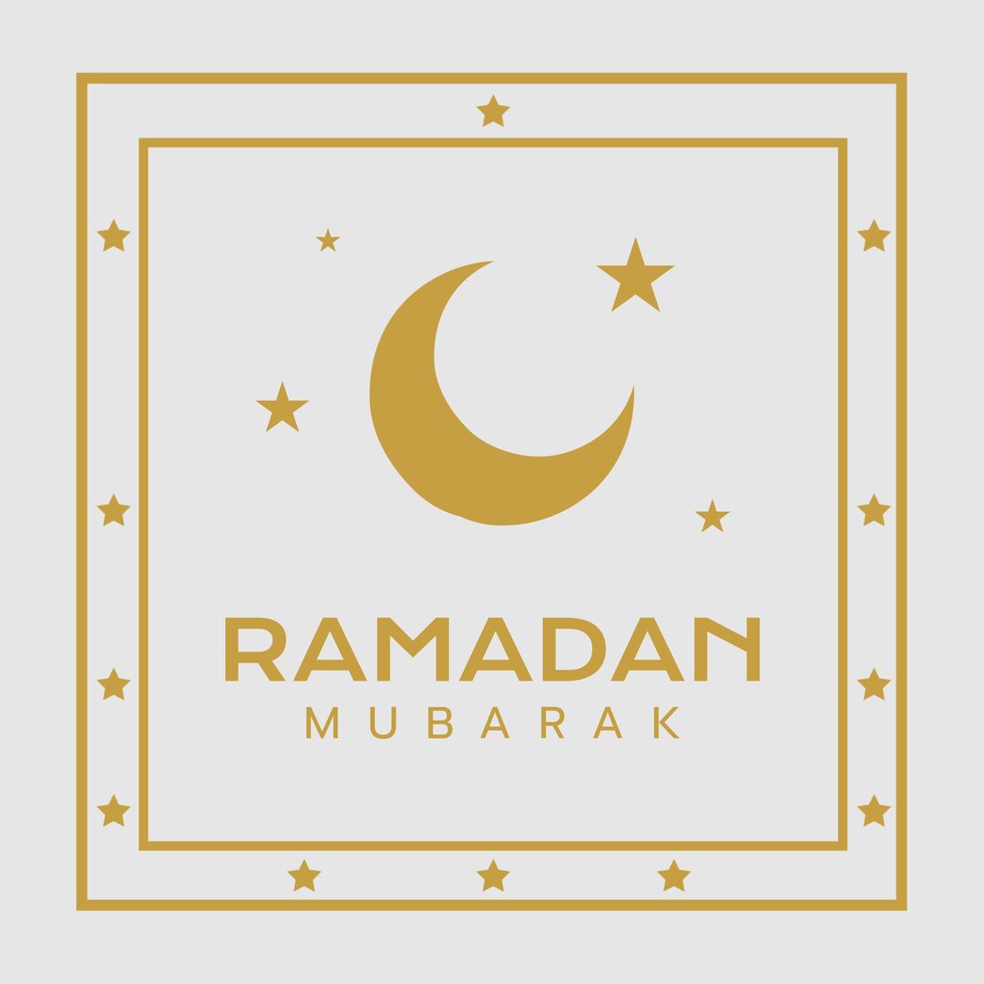 Composition of ramadan kareem text over crescent moon and stars on grey background - Download Free Stock Templates Pikwizard.com