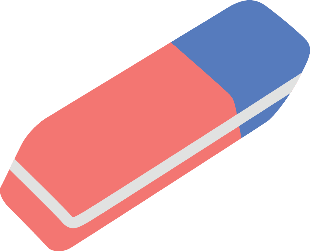 Colorful Eraser Icon on Transparent Background for Education Projects