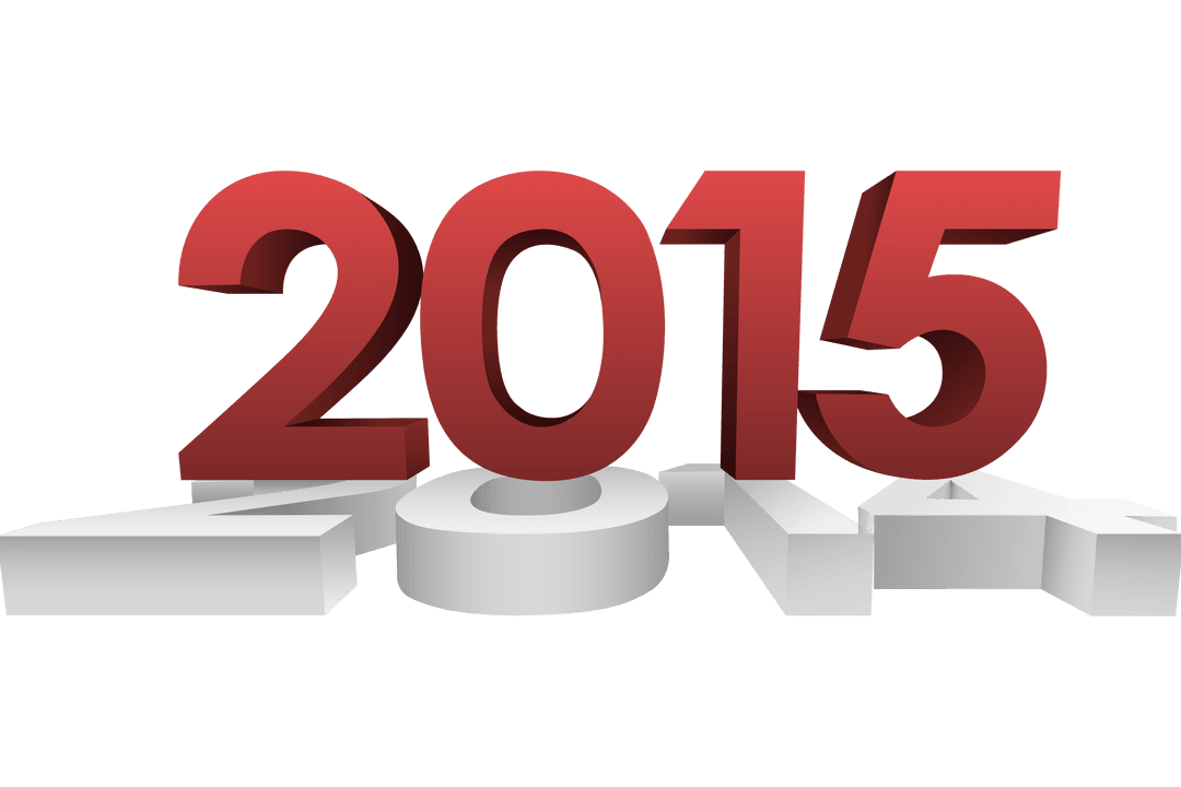 2015 Red Text on Transparent Background for New Year Celebration