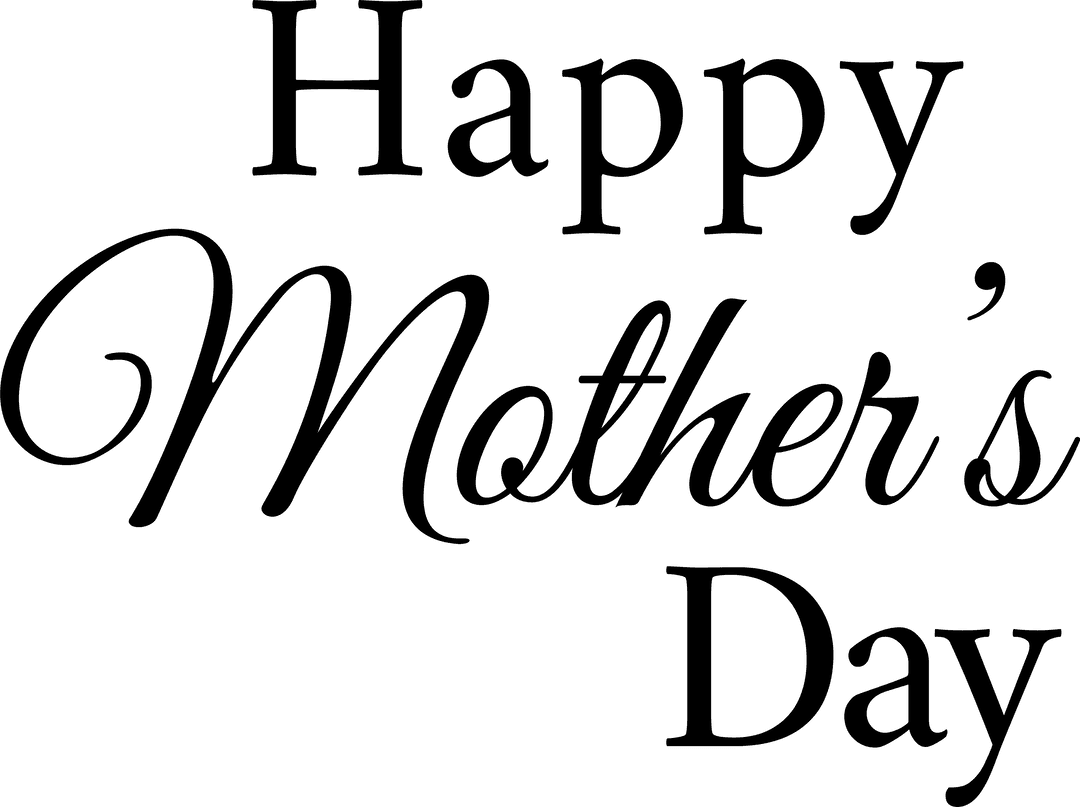 Happy Mother's Day Text on Transparent Background Artistic Style