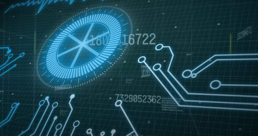 Digital Grid with Futuristic Data Interfacing Elements