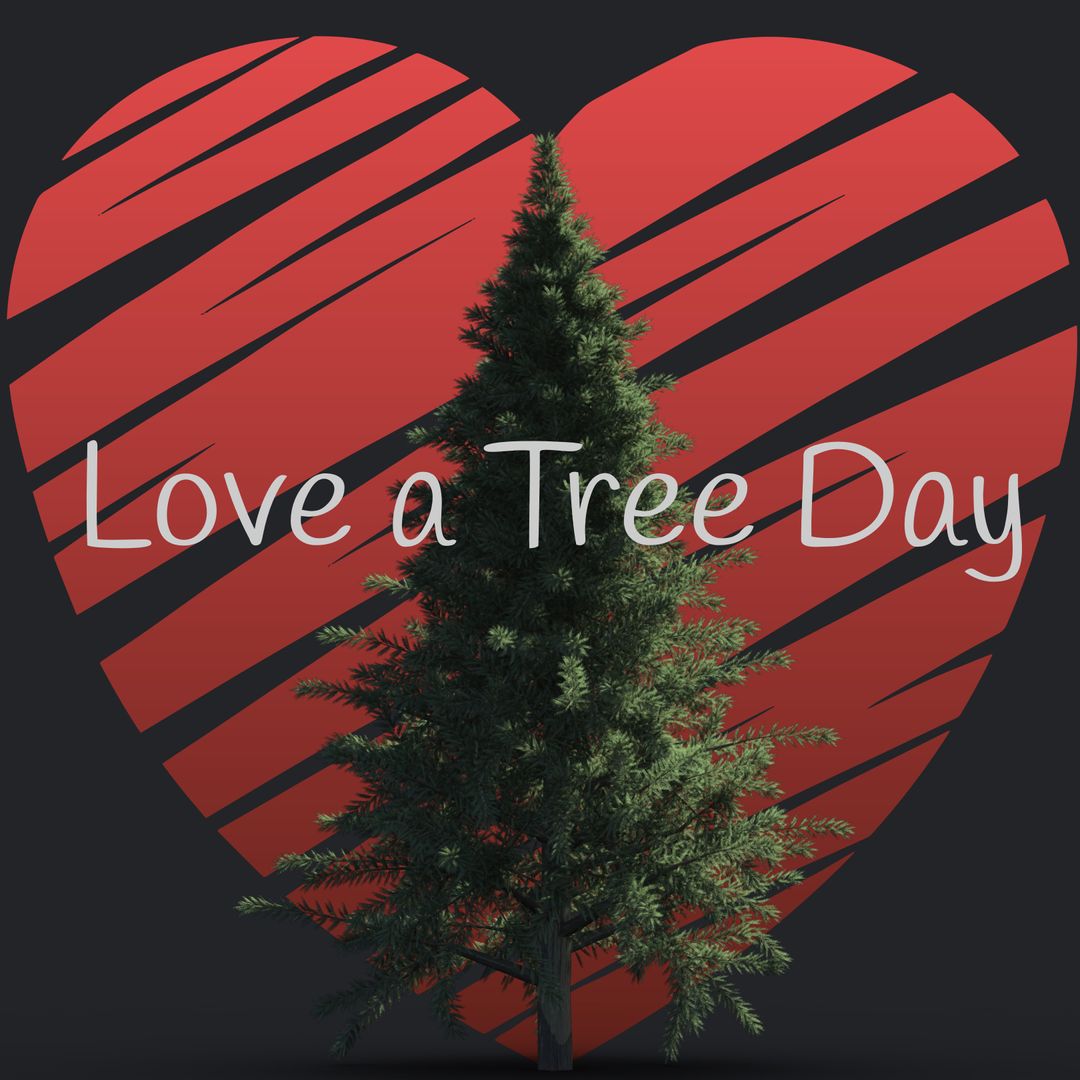 Love a Tree Day with Heart Background and Evergreen Tree - Download Free Stock Images Pikwizard.com