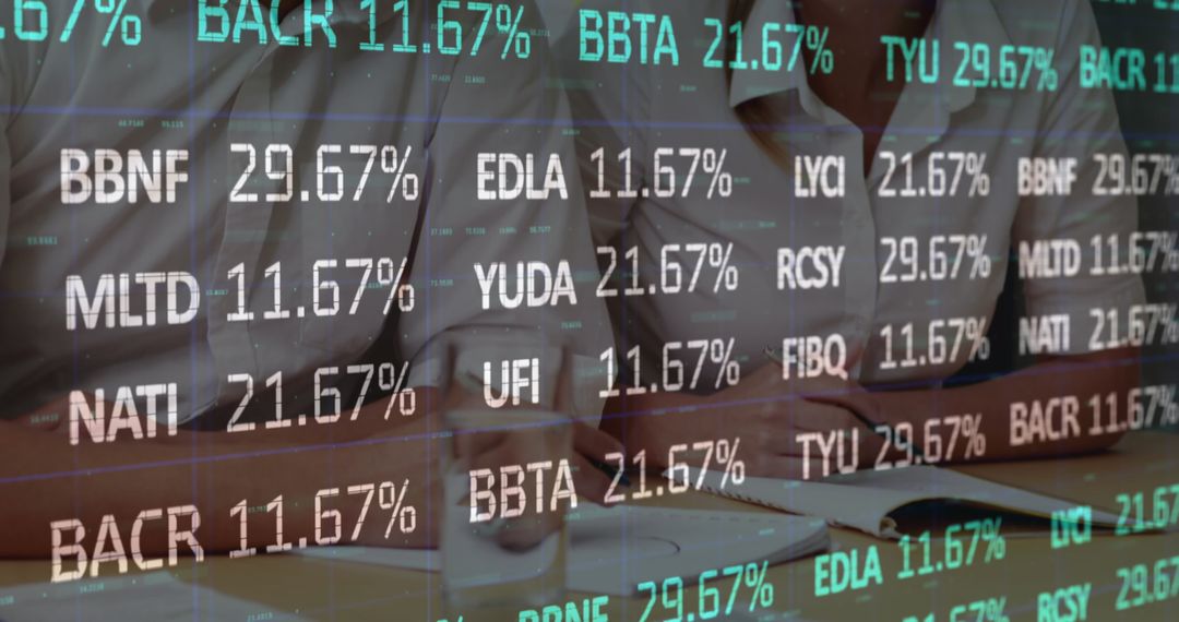 Financial Data Analysis Meeting with Business Team and Digital Overlay