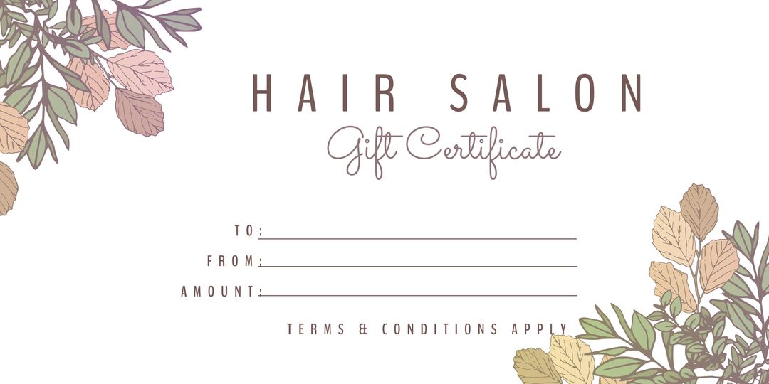Elegant Floral Hair Salon Gift Certificate Template for Beauty Service Promotions - Download Free Stock Templates Pikwizard.com