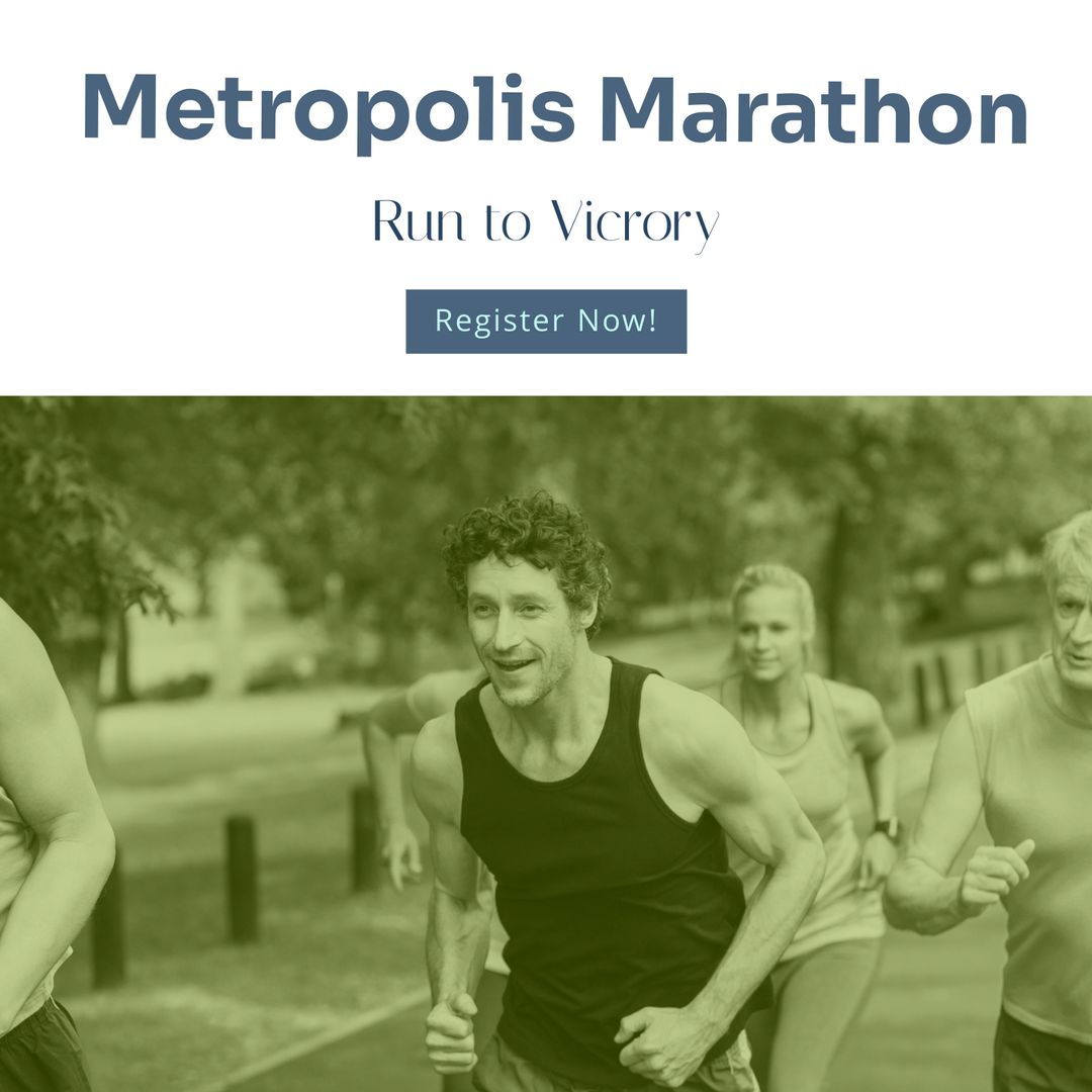 Running Group Exercising Outdoors During Metropolis Marathon