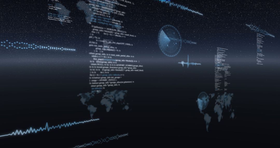 Digital World Data Interface with Global Stats and Universe Background