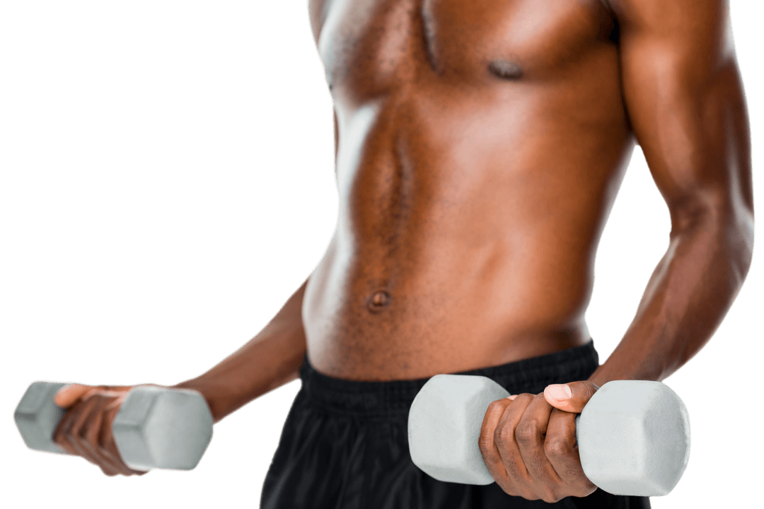 Fit Male Lifting Dumbbells with Transparent Background