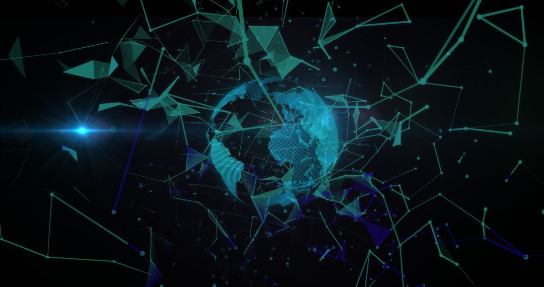 Digital network connections over globe displaying global technology