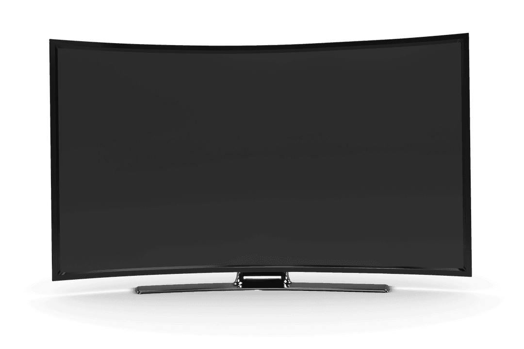 Modern Curved TV Display with Copy Space on Transparent Background