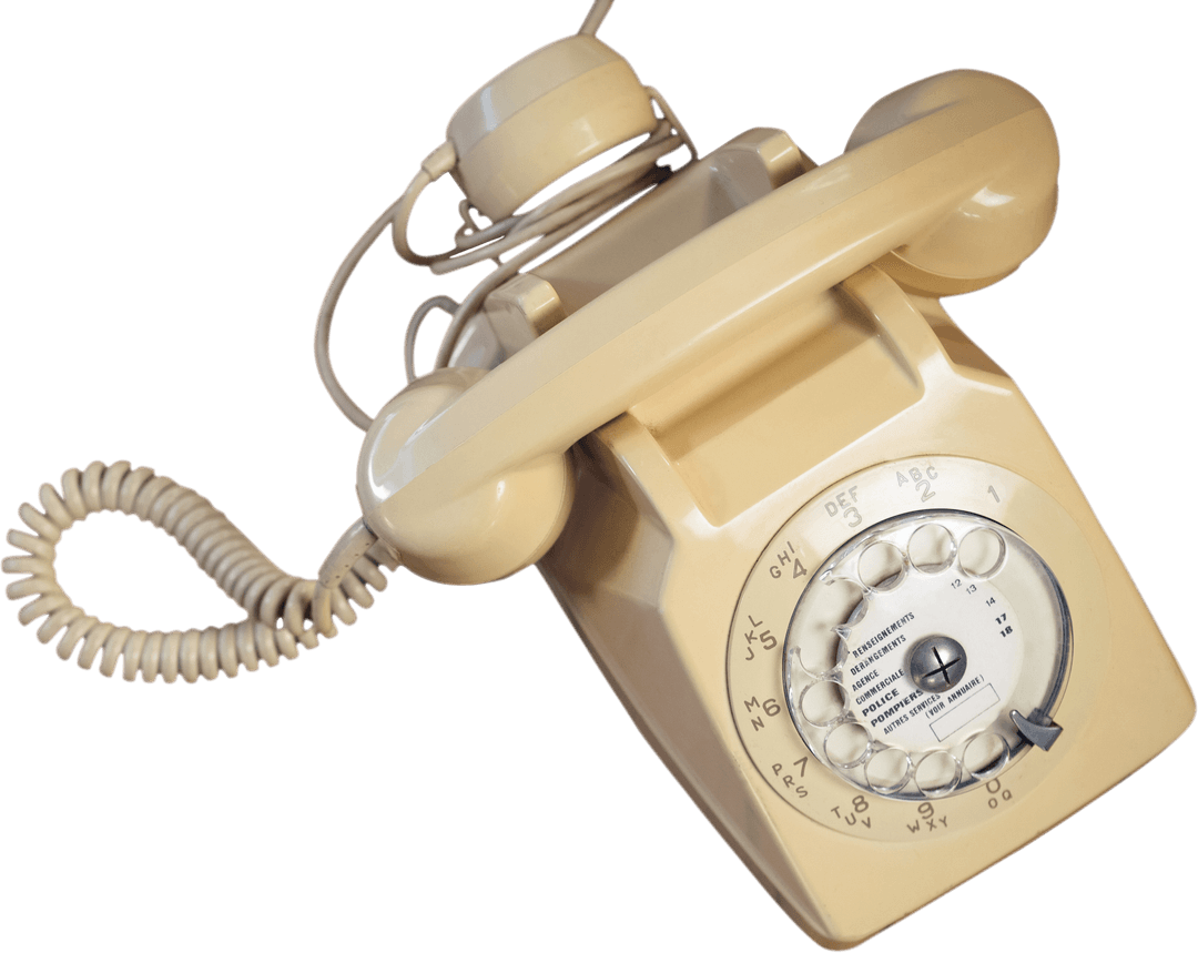 Vintage Rotary Desk Phone Isolated on Transparent Background
