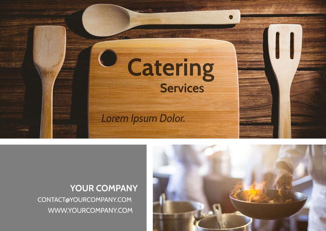 Catering Services Promotion with Wooden Kitchen Utensils