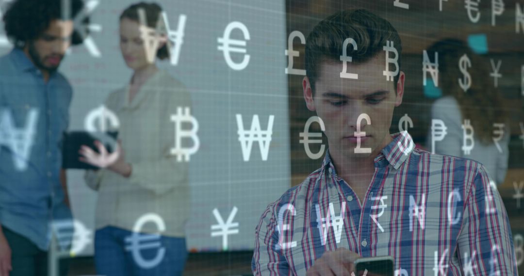 Tech Professional Analyzing Global Currencies on Smartphone