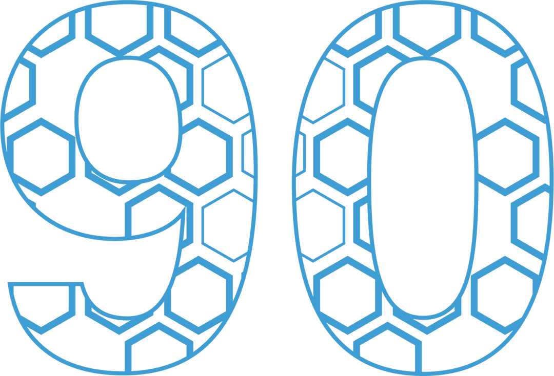 Blue Honeycomb Number 90 on Transparent Background for Celebrations