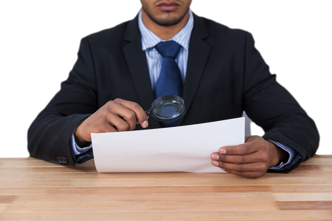 Midsection Transparent Businessman Examining Document with Magnifying Glass - Download Free Stock Images Pikwizard.com