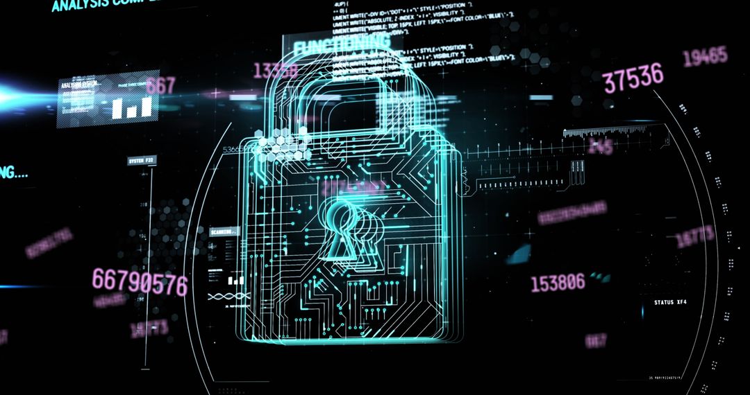 Digital Data Security Concept with Futuristic Lock