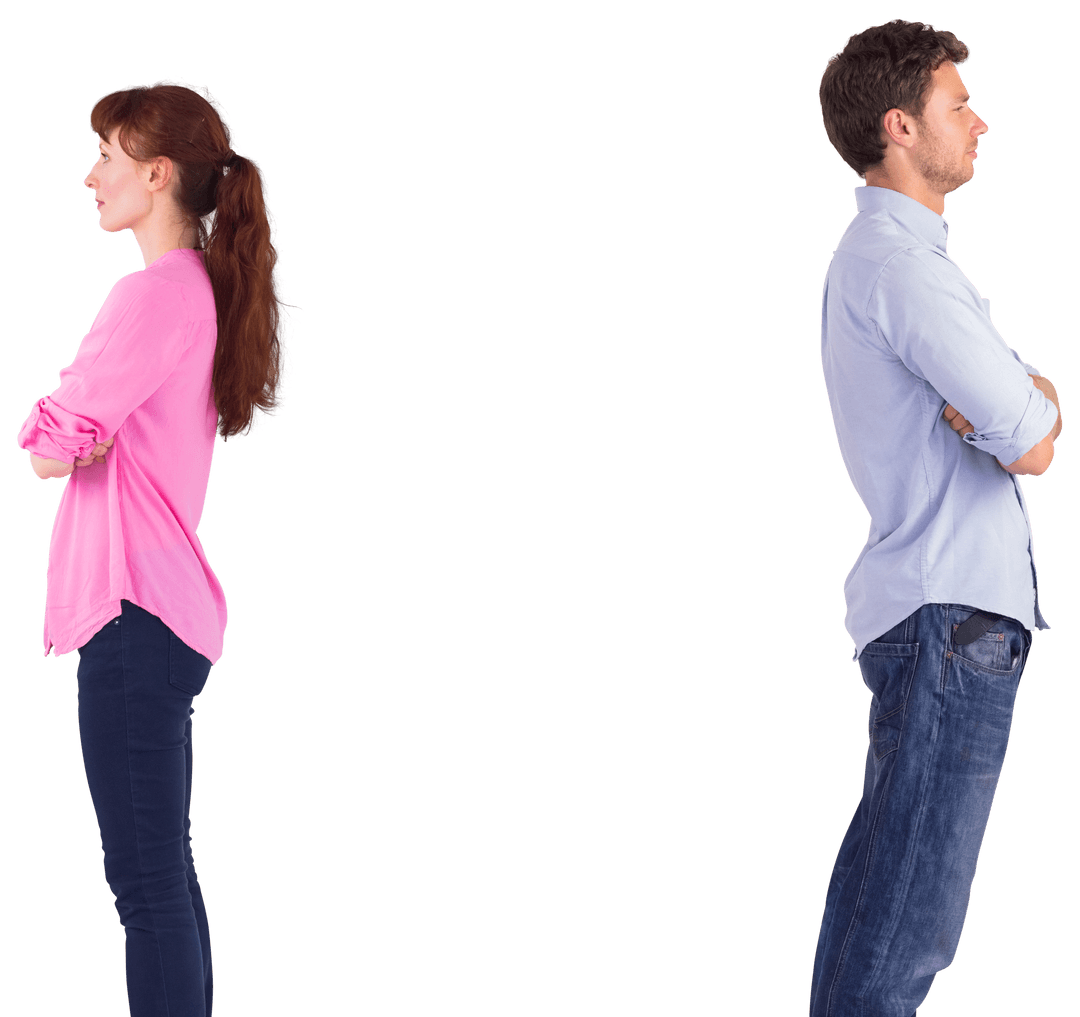 Couple Facing Away Demonstrating Disagreement Transparent Background