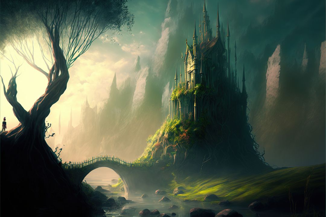 Enchanted Castle Amidst Mystical Forest at Dawn - Free Images, Stock Photos and Pictures on Pikwizard.com