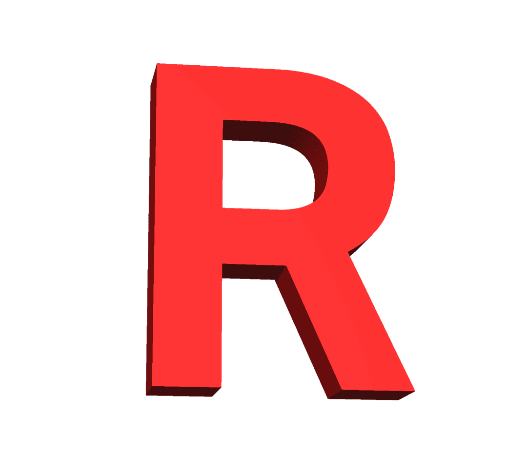 Bold 3D Red Letter R on Transparent Background Illustration