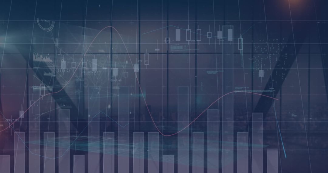 Digital Financial Graphs and Charts Display