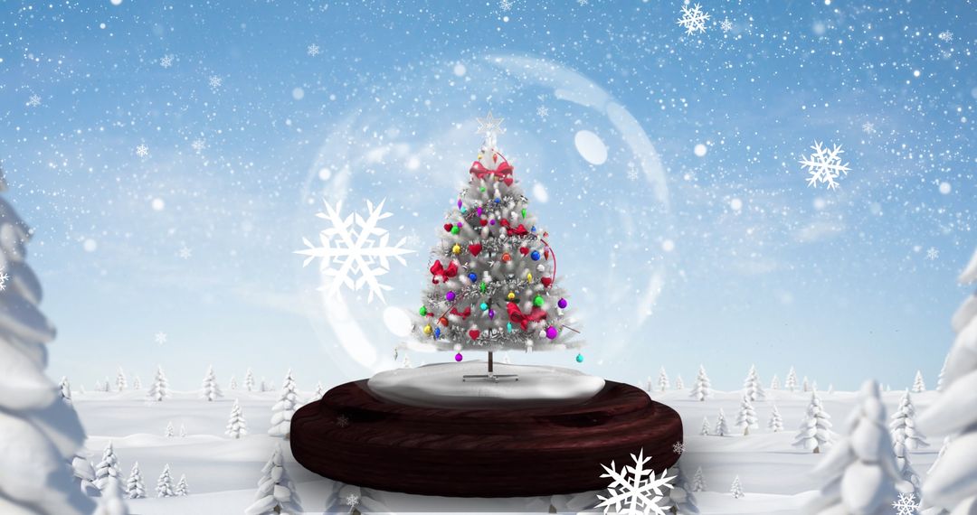 Festive Christmas Scene Featuring Snow Globe with Tree
