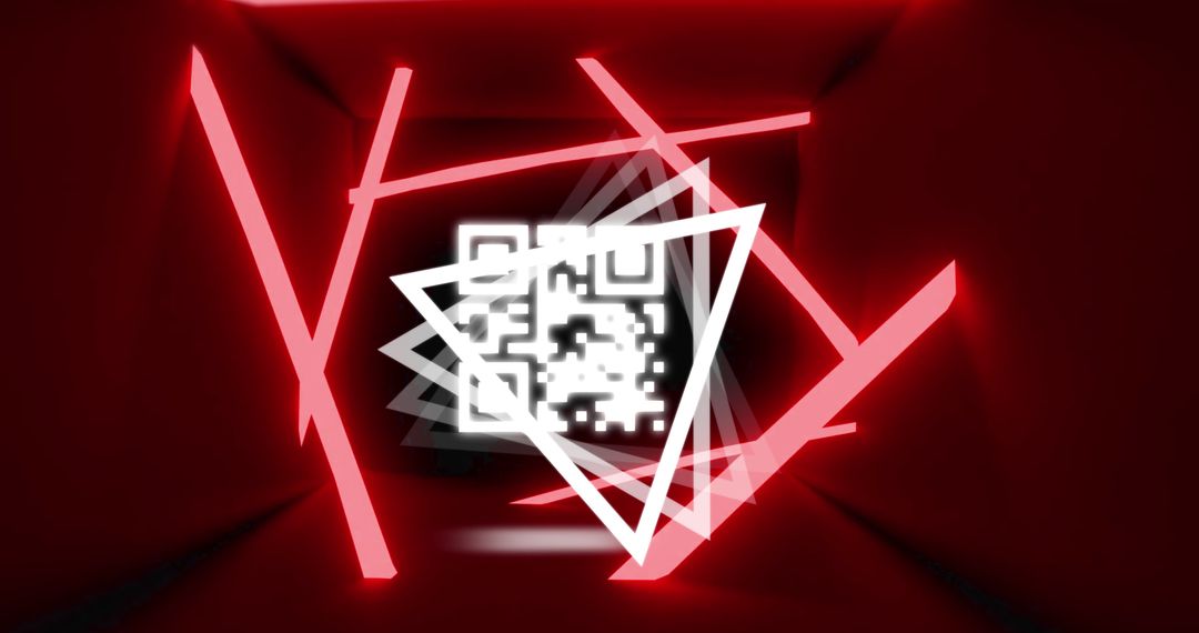 Glowing QR Code with Neon Geometric Shapes in Digital Design