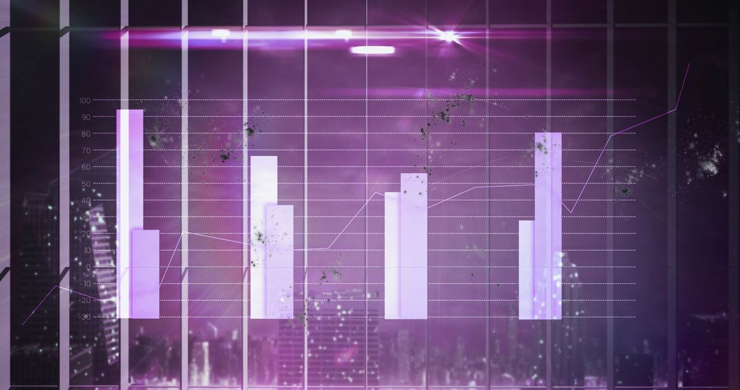 Futuristic Data Visualization with Bar Graphs and Skyline