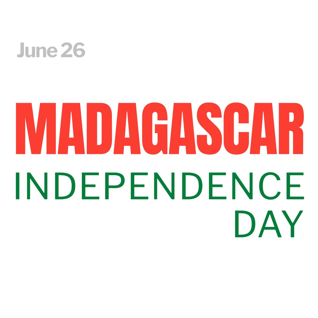 Madagascar Independence Day Text Illustration on White Background
