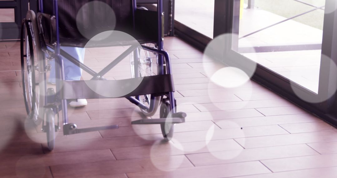 Wheelchair Indoors with Bokeh Light Overlays