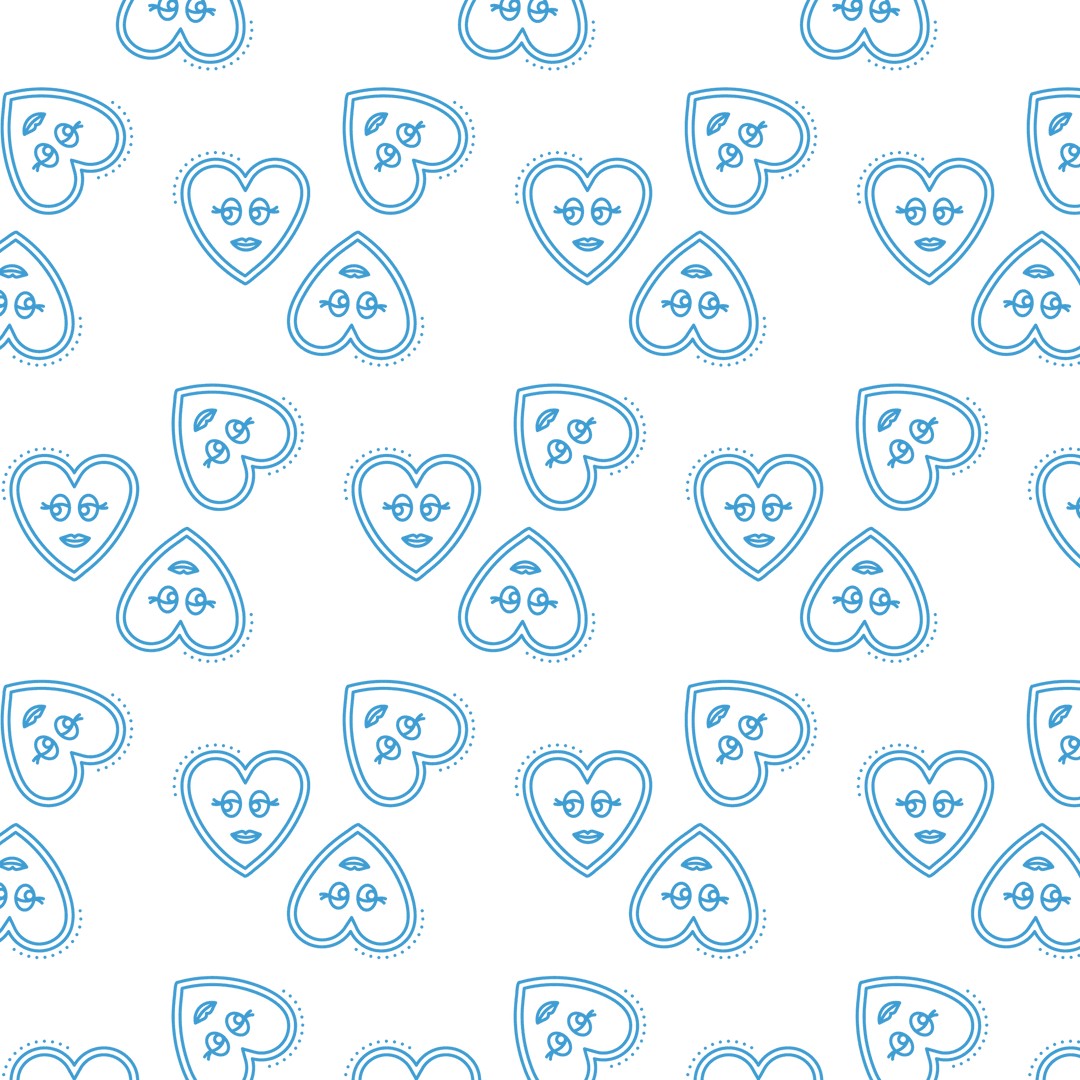 Blue Heart Pattern on Transparent Background for Valentine's Celebration