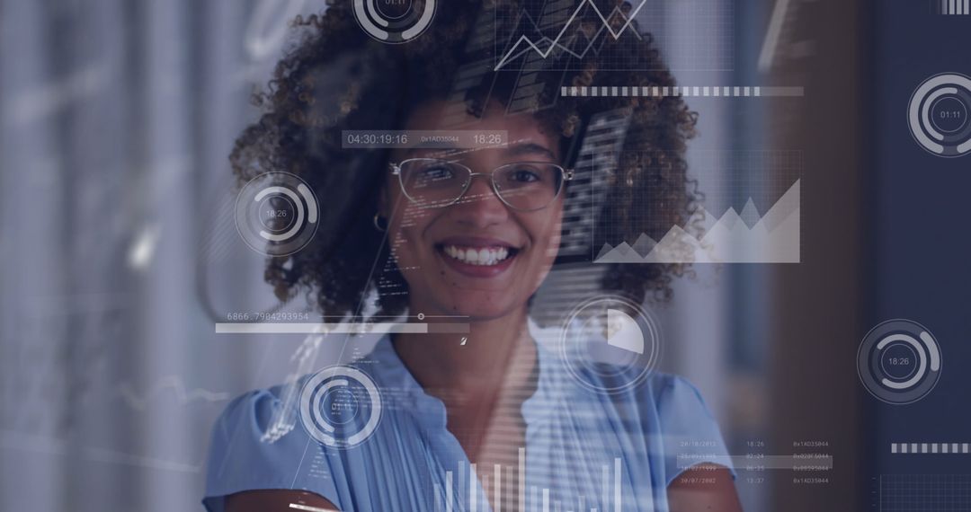 African American Woman Analyzing Digital Data Metrics