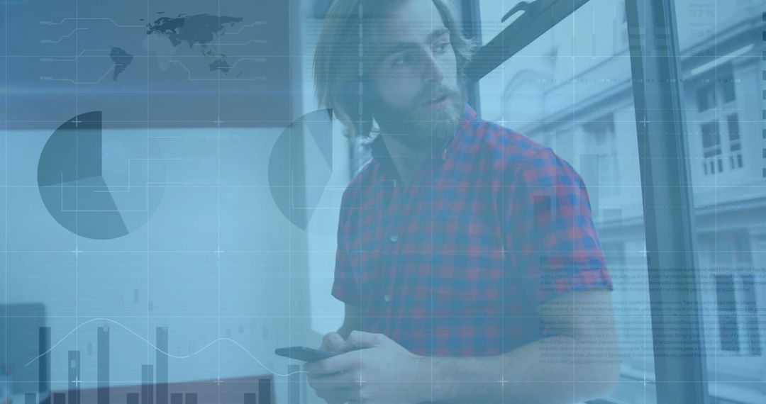 Businessman Analyzing Data Visualizations with Smartphone