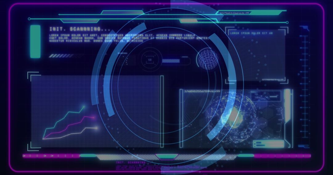 Futuristic Interface with Digital Scanner and Global Map
